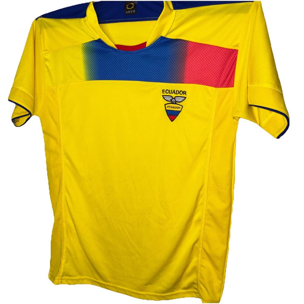 Ecuador F.E.F. Soccer Football Jersey Men's Yellow W/ Ecuador Crest SZ Medium
